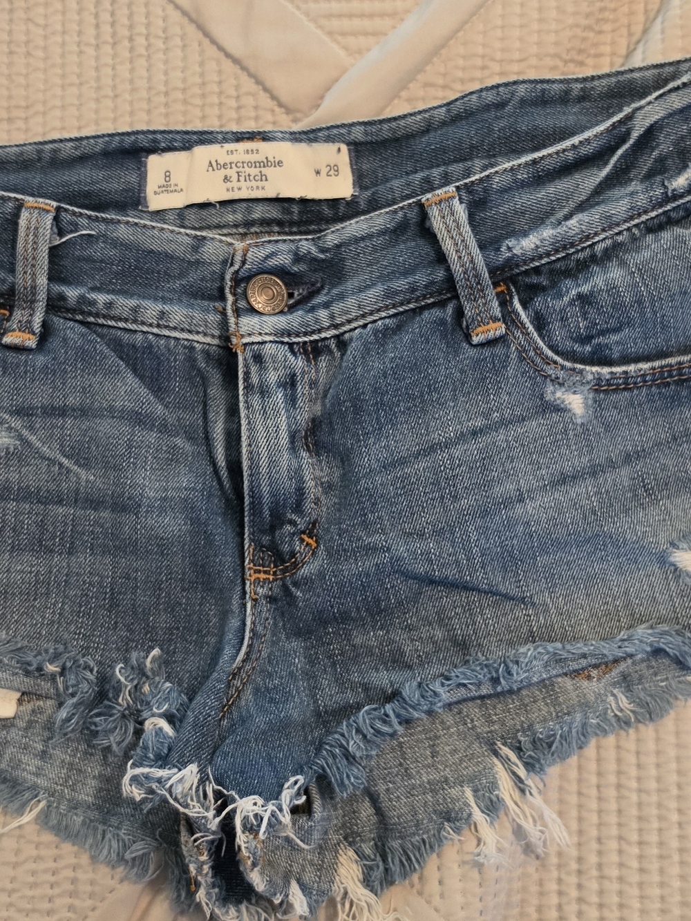 Abercrombie & Fitch Light Blue Distressed Denim Cutoff Shorts
